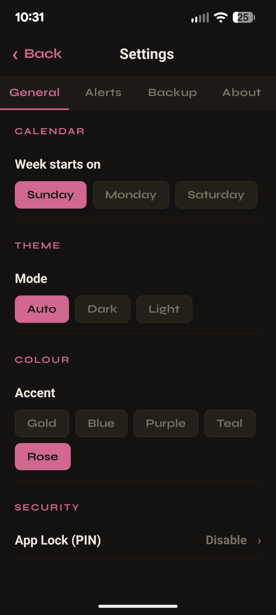 Theme and accent settings